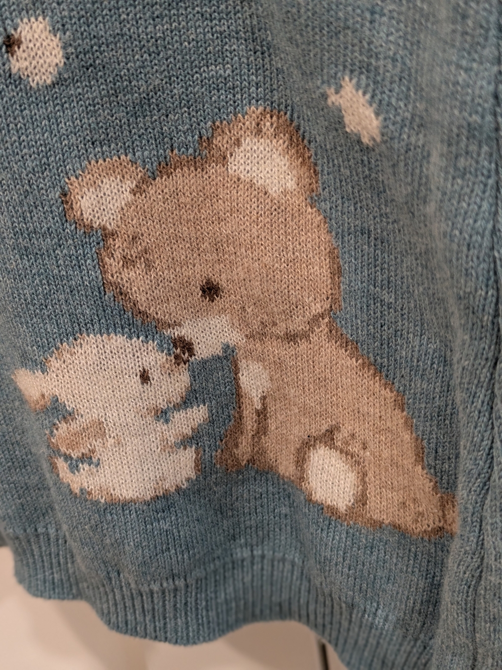 Mayoral Blue Knit Baby Sweater with Bear & Bunny - Picture 3 of 7